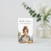 Watercolor Social Media Manager Blogger Influencer Visitenkarte (Stehend Vorderseite)