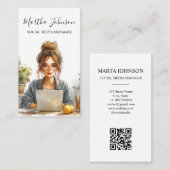 Watercolor Social Media Manager Blogger Influencer Visitenkarte (Vorne/Hinten)