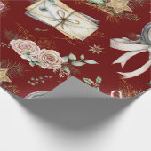 Watercolor Sock/Clock Weihnachtsmuster Geschenkpapier (Ecke)