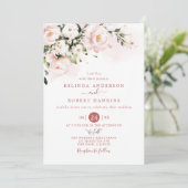 Watercolor soft blush pink floral Wedding Einladung (Stehend Vorderseite)