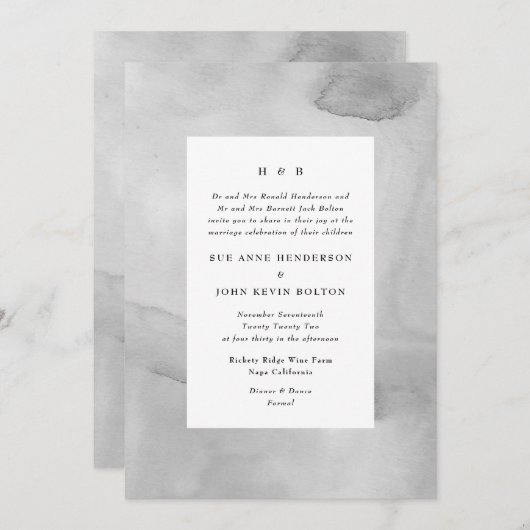Watercolor Soft Gray Pastel Einladung zur Hochzeit