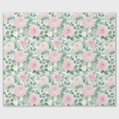 Watercolor Soft Pink Roses Floral  Geschenkpapier (Flach)
