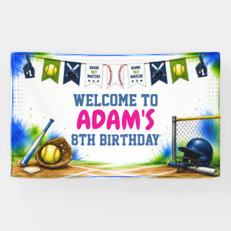 Watercolor-Softball-Geburtstagsbanner Banner