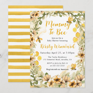 Watercolor-Sommer-Bienen-und-Blumen-Baby-Party Einladung