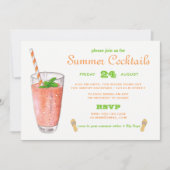 Watercolor-Sommer-Cocktail-Party Einladung (Vorderseite)