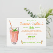Watercolor-Sommer-Cocktail-Party Einladung (Stehend Vorderseite)