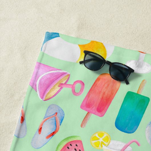Watercolor Sommer Gemustert Strandtuch (Beispiel)