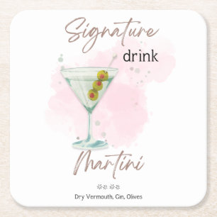 Watercolor Sommercocktail Rechteckiger Pappuntersetzer