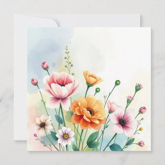 Watercolor Sommerliche Blume Karte (Vorderseite)