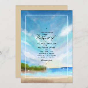 Watercolor Sommerstrand Hochzeitseinladung Einladung