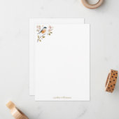 Watercolor Songbird Bird Personalized Stationery Mitteilungskarte (Vorderseite/Rückseite Beispiel)