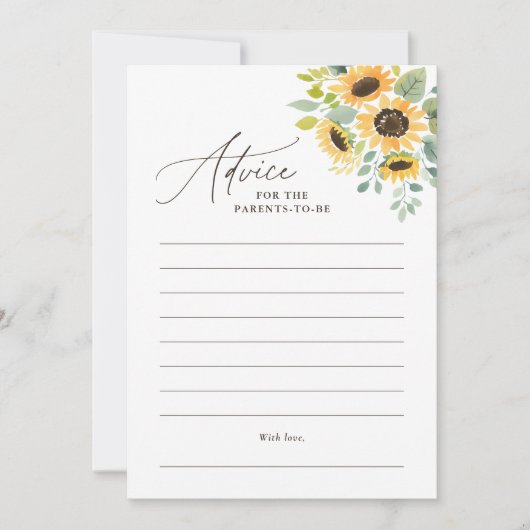 Watercolor Sonnenblume Babyduschkarte Einladung (Vorderseite)