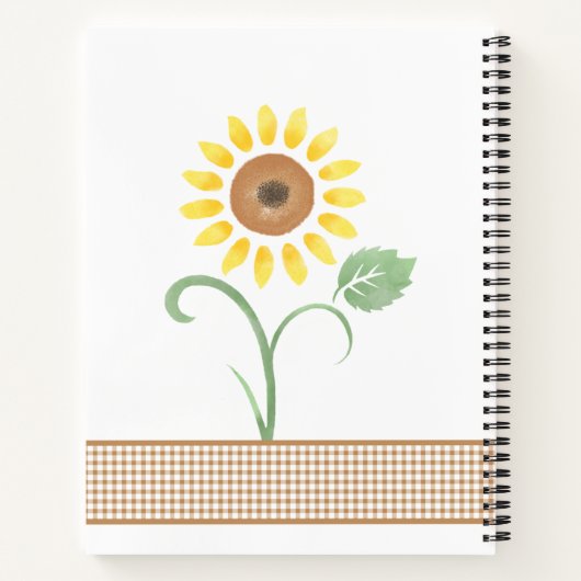 Watercolor Sonnenblume Gingham Family Rezept Notizblock (Rückseite)