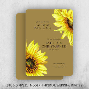 Watercolor Sonnenblume Gold Polterabend Save The Date
