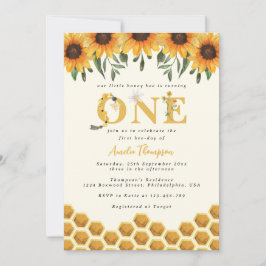 Watercolor Sonnenblume Honeycomb Erste Bienentage Einladung