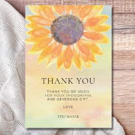 Watercolor Sonnenblume Kinderdusche Danke Karte