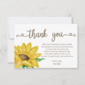 Watercolor Sonnenblume Kinderdusche danke Karte (Vorderseite)