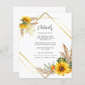 Watercolor Sonnenblume Rustikale Hochzeitskarte (Vorne/Hinten)
