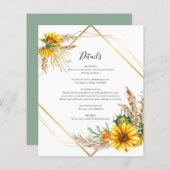 Watercolor Sonnenblume Rustikale Hochzeitskarte (Vorne/Hinten)