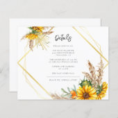 Watercolor Sonnenblume Rustikale Hochzeitskarte (Vorne/Hinten)