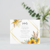 Watercolor Sonnenblume Rustikale Hochzeitskarte (Stehend Vorderseite)