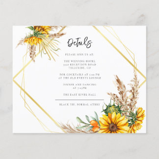 Watercolor Sonnenblume Rustikale Hochzeitskarte