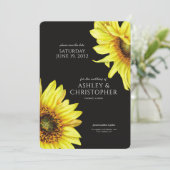 Watercolor Sonnenblume Schwarzer Polterabend Save The Date (Stehend Vorderseite)