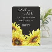 Watercolor Sonnenblume Schwarzer Polterabend Save The Date (Stehend Vorderseite)