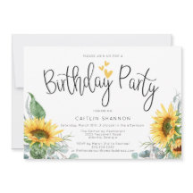 Watercolor Sonnenblumen Geburtstagsparty Einladung