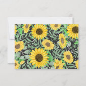Watercolor Sonnenblumen Hochzeitsseite Schwarz RSVP Karte (Rückseite)