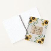 Watercolor Sonnenblumen Linen Holzrezeptbuch Notizblock (Innenseite)