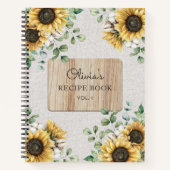 Watercolor Sonnenblumen Linen Holzrezeptbuch Notizblock (Vorderseite)