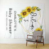 Watercolor Sonnenblumen Rahmen Babydusche Hintergr Wandteppich (Beispiel (Horizontal))