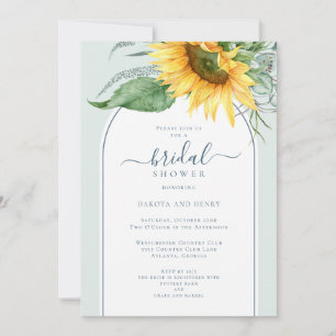Watercolor Sonnenblumen-Script-Paare Brautparty Einladung