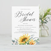 Watercolor Sonnenblumen-Skript Hochzeitsschreiben Einladung (Stehend Vorderseite)