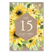 Watercolor Sonnenblumenpapier | Hochzeit Tischnummer (Rückseite)