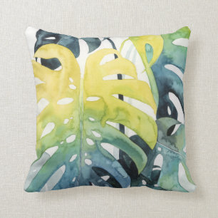 Watercolor-Sonnenuntergang-Palme-Blätter Kissen