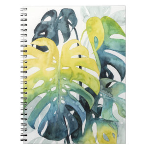 Watercolor-Sonnenuntergang-Palme-Blätter Notizblock