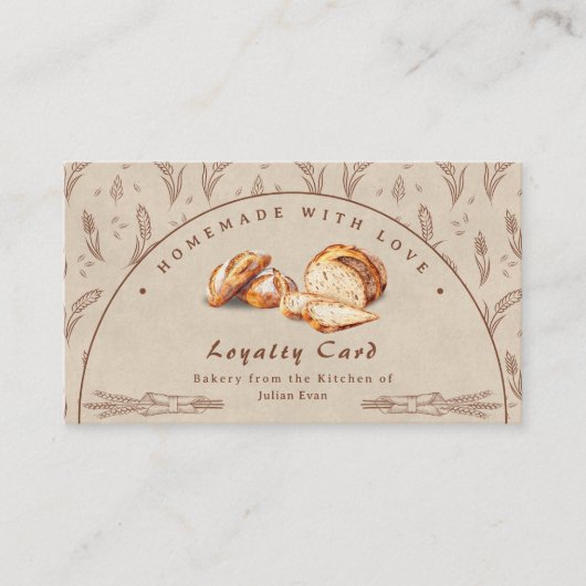 Watercolor Sourdough Bakery Loyalty Card Visitenkarte (Vorderseite)