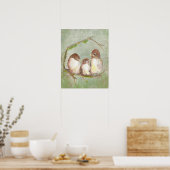 Watercolor Sparrow Bird Family Poster (Küche)