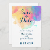 Watercolor-Spaß Save the Date Einladung (Vorne/Hinten)