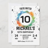 Watercolor Splash Boy 10th Birthday Einladung (Vorderseite)