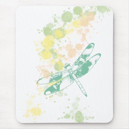 Watercolor Splash Dragonfly Mousepad (Vorne)