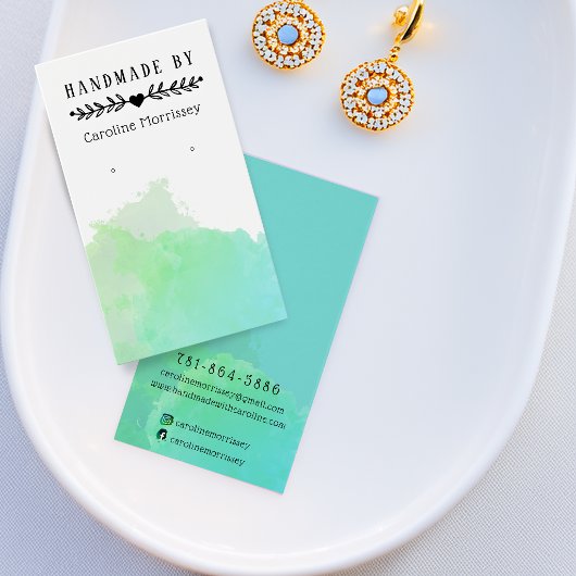Watercolor Splash Earring Display Blue Card