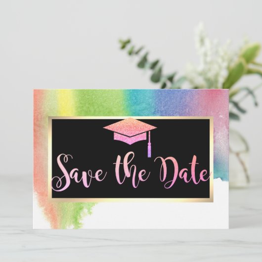 WatercoloR Splash Glitzer Abschluss Save the Date (Stehend Vorderseite)