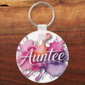 Watercolor Splash with Auntee typography  Schlüsselanhänger (Rückseite)
