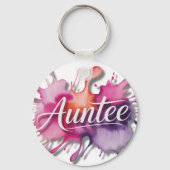 Watercolor Splash with Auntee typography  Schlüsselanhänger (Rückseite)