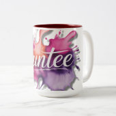 Watercolor Splash with Auntee typography  Zweifarbige Tasse (VorderseiteRechts)