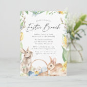 Watercolor Spring Bunnies Osterbrunch Einladung (Stehend Vorderseite)