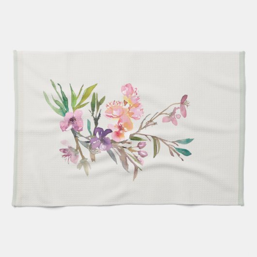 Watercolor Spring Floral Accent Botanical Geschirrtuch (Horizontal)